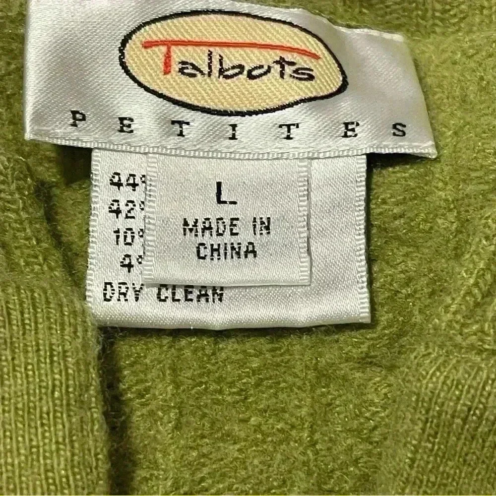 Talbots Sweater Youth Girls L Green Long Sleeve Lambswool Cashmere Button-up